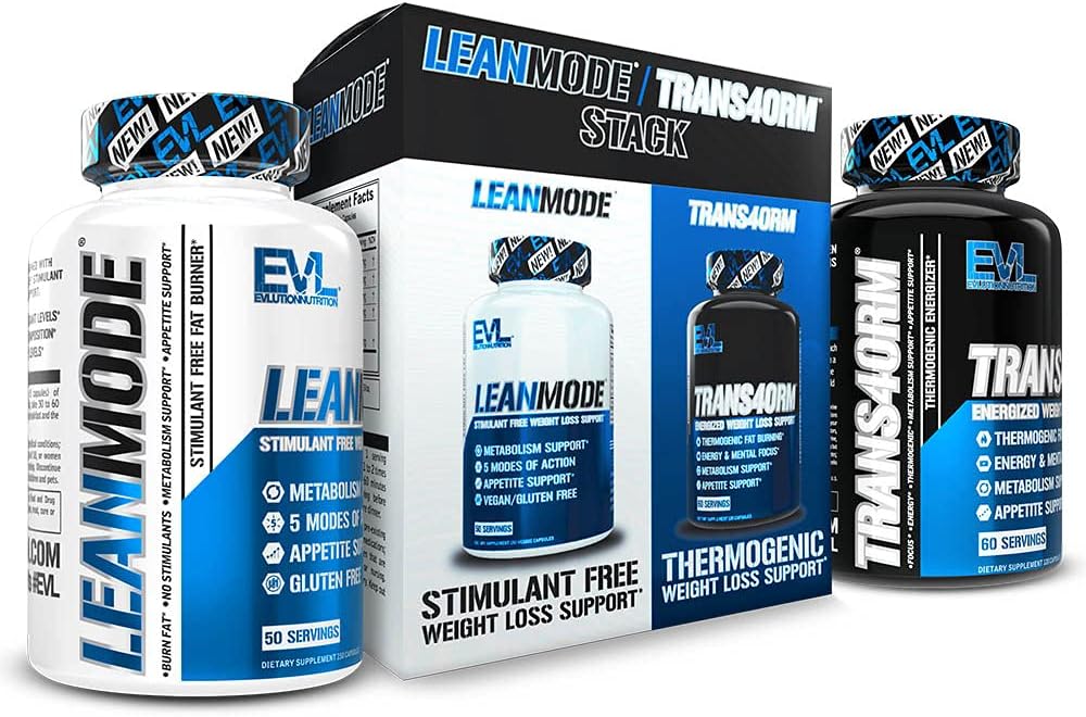 EVL vægttab støtte stak - Trans4orm Thermogen Fat Burner & Metabolisme Support Pills med Green Coffee Bean Extract og Forskolin Plus LeanMode Non- Stimulant
