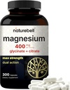 Magnesium Complex 400mg, 300 Kapsler; 124; Glycinat, Citrate; 124; Chelated & Renset; 124; Knogler, Hjerte- og fordøjelsesstøtte; 124; Non- GMO