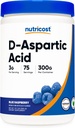 Nutricost D- aspartasyre (DAA) Pulver 300G (Blå Hindbær) - Smagsstof D- aspartasyre Pulver supplement