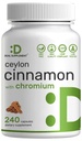 Ceylon Kanel med krom 1000mcg, 240 Kapsler; Active Inner Bark Extract, True Sri Lanka Kilde: 124; Natural Kanel Kosttilskud