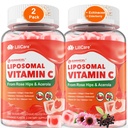 Liposomal Vitamin C 1000mg Fyldt Gummy til voksne & Børn 9 +, 1660mg Blend w / Echinacea, Elderberry, D3, Zink, Jern, Bioflavonoid, Astaxanthin, Natural Organic Chewable C, Sugar Free, 2Pack