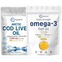 Triple Strength Omega 3 Fish Oil Supplements 4200mg Per Serving & Cod LeverOil 2.000mg Per Serving, 360 Softgels - 124; Lemon Flavored - Burpless - Wild Caught - Arctic Deep Sea Fish