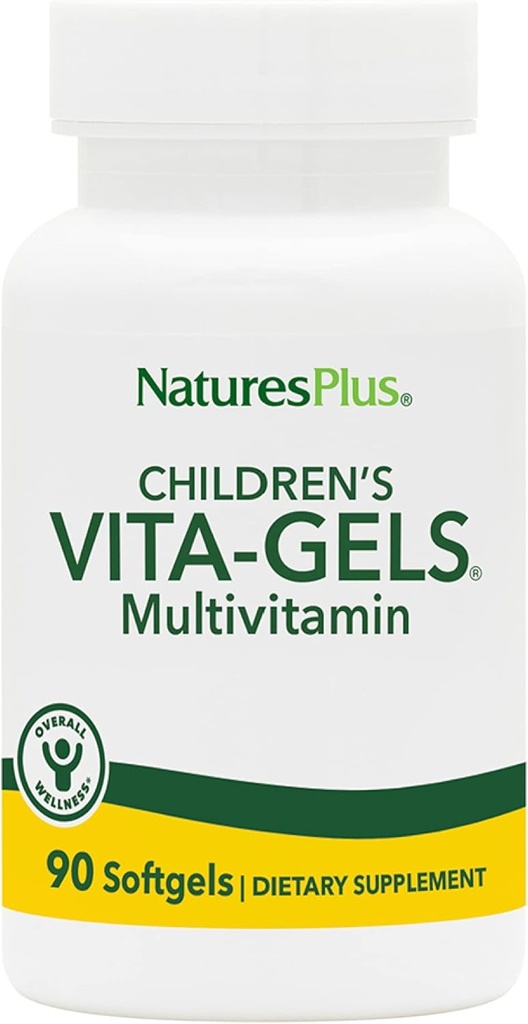NaturesPlus Børns Vita- Gels Multivitamin, Natural Orange Flavor - 90 Softgels, Pack of 2 - Gluten Free - 180 Total Servering