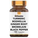 tnvitamins gurkemeje & Boswellia Complex (180 kapsler) med Ginger Root, Bromelain, & Black Pepper Extract