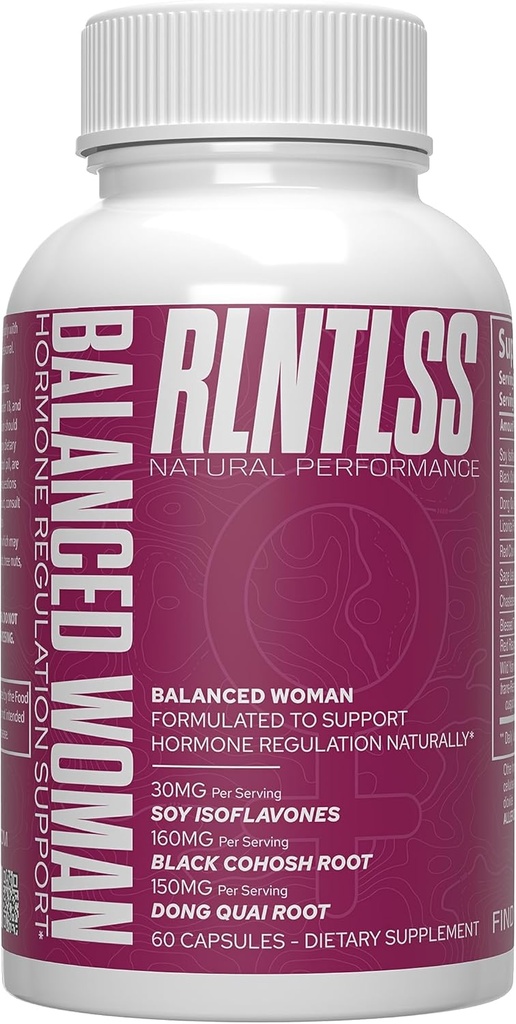 RLNTLSS Balanceret kvinde - Naturlig Hormonregulering Support - 1250 + mg per servering - Kvinder Premium Hormonal Imbalance Supplement - 11 Active Ingredient Complex - Made in the USA - (60 kapsler)