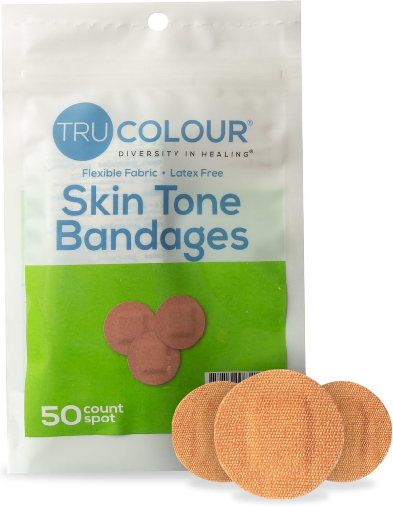 Trus- farve Skin Tone Spot Bandager, genopladelig taske (50 Greve) - fleksibel, vandtæt, PFAS- Free Adhesive Strips Hjælp Beskytte Blistere, Pimples, Pokes - Olive