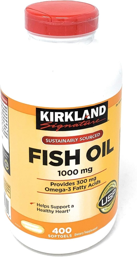 Kirkland Signature Fish Oil Koncentrat med Omega-3 fedtsyrer, 800 Softgels, 1000 mg