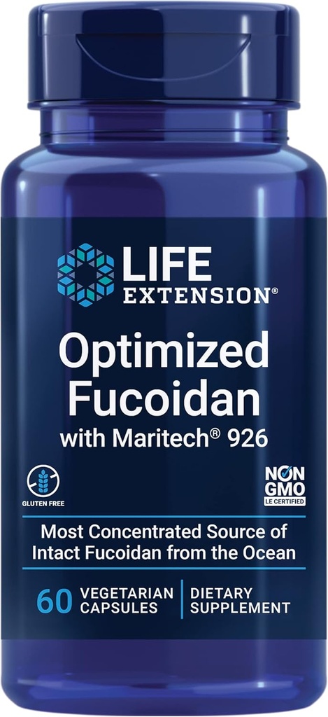 Life Extension Optimeret Fucoidan med Maritech ® 926, fremmer sund immunfunktion, Glutenfri, Non- GMO, Vegetar, 60 kapsler