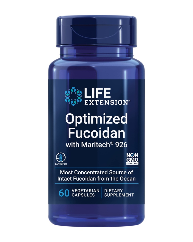 Life Extension Optimeret Fucoidan med Maritech ® 926, fremmer sund immunfunktion, Glutenfri, Non- GMO, Vegetar, 60 kapsler