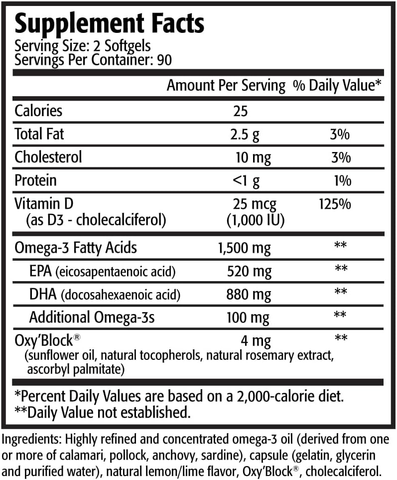 Res- Q 1250 + Omega-3 & vitamin D3 Fish Oil Capsules 3- Pack