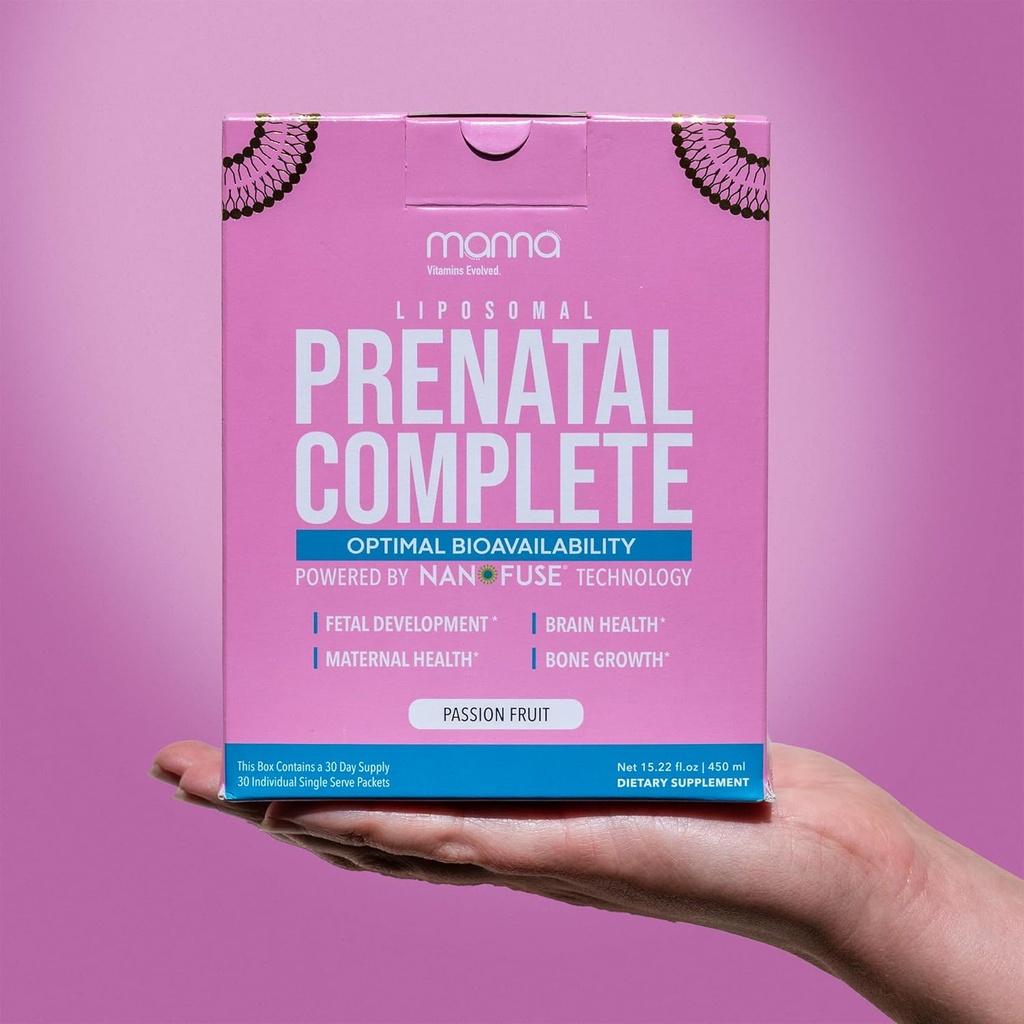 Manna Vitaminer Evolved - Liposomal Prenatal Complete - Flydende Prenatale Vitaminer for kvinder - Bedste Prenatale Vitaminer for gravide kvinder for alle stadier af graviditet