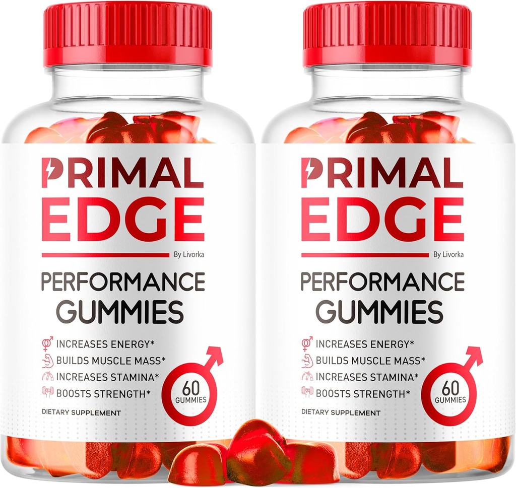 (2 Pack) Primal Edge Herre Gummies, Primal Edge, Primal Edge Gummies, Primal Edge Advanced Formel Gummies, Primal Edge Supplement Gummies, Primal Edge Support Gummies, 120 Gummies til 2 Måneder