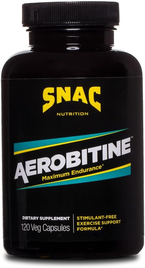SNAC Aerobitin - Stimulant Free Pre- workout supplement for maksimal holdbarhed. Kvælstoxid Booster, Forbedrer blodgennemstrømning, Reducerer træthed & termogene fordele. 120 Veggie kapsler