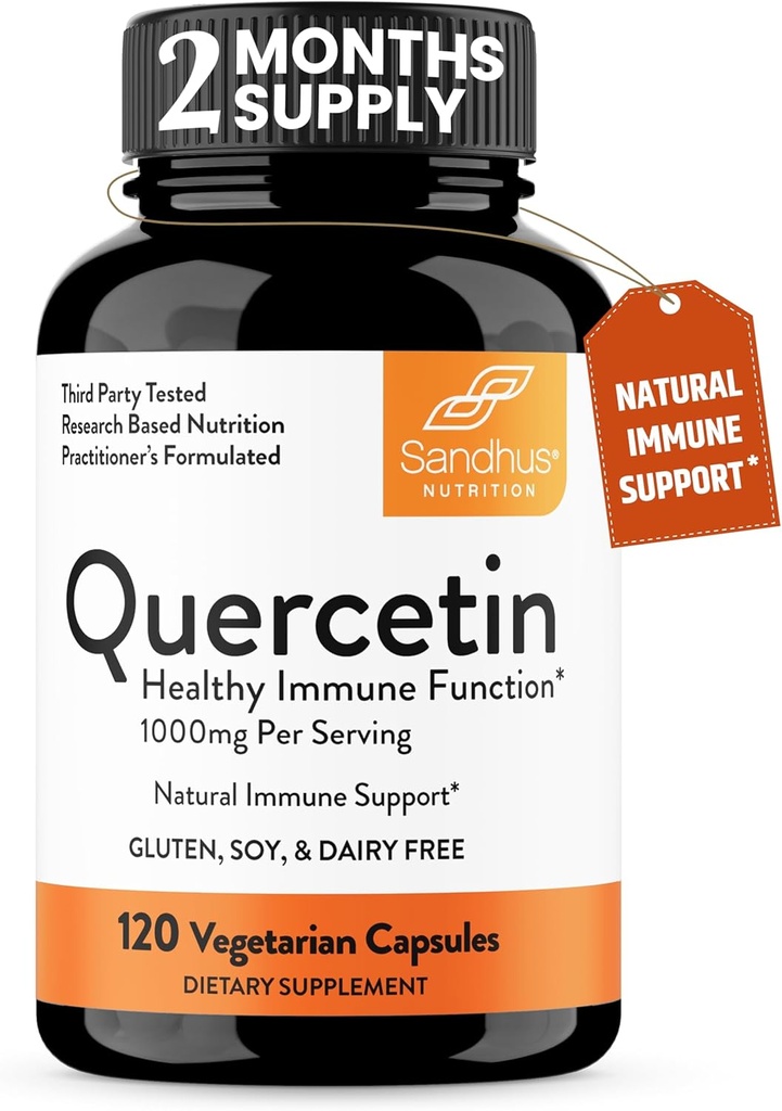 Sandhu 's Quercetin Vegetarian Capsules Supplements 120 Count (pakke med 1)