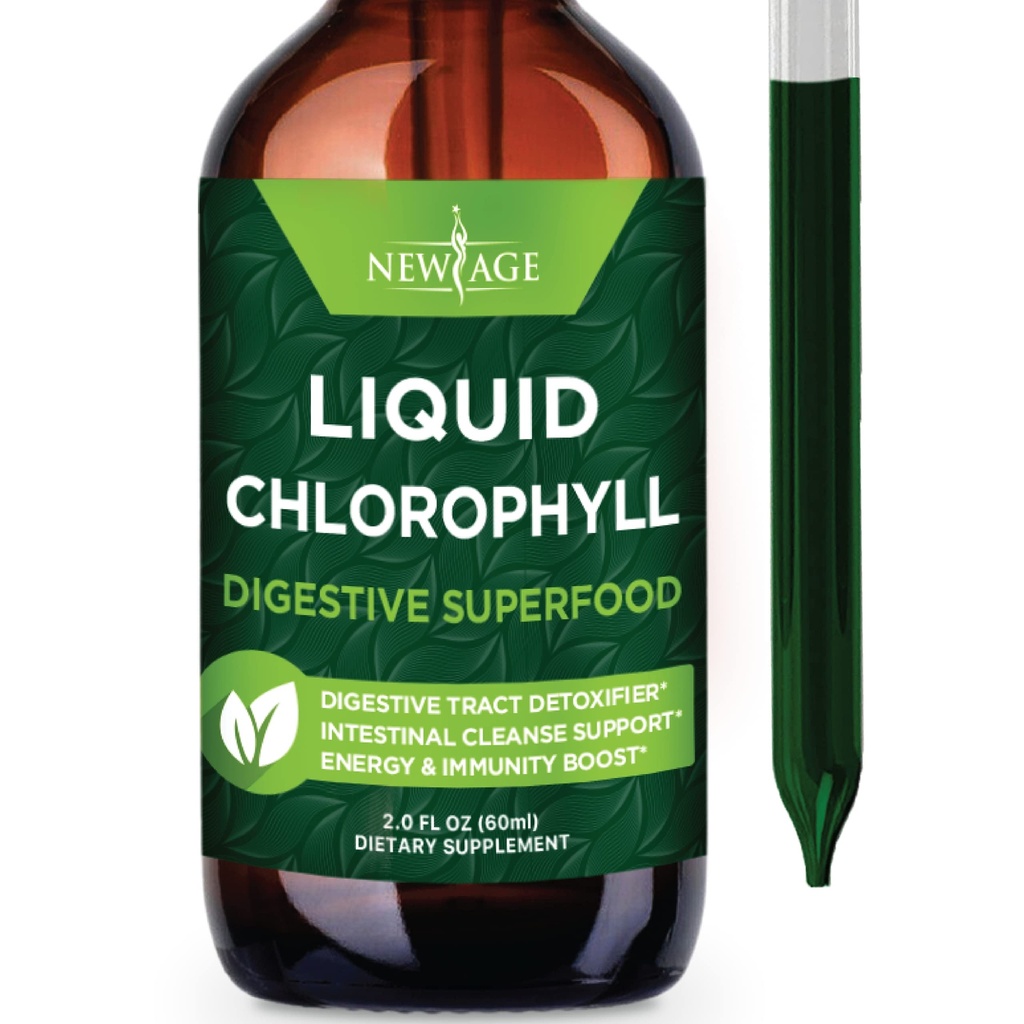 NY AGE Chlorophyll flydende dråber - naturlige koncentrat - Energy Booster, fordøjelse og immunsystem støtter, intern deodorant, lever funktion - (2 Fl Oz (pakke med 1))