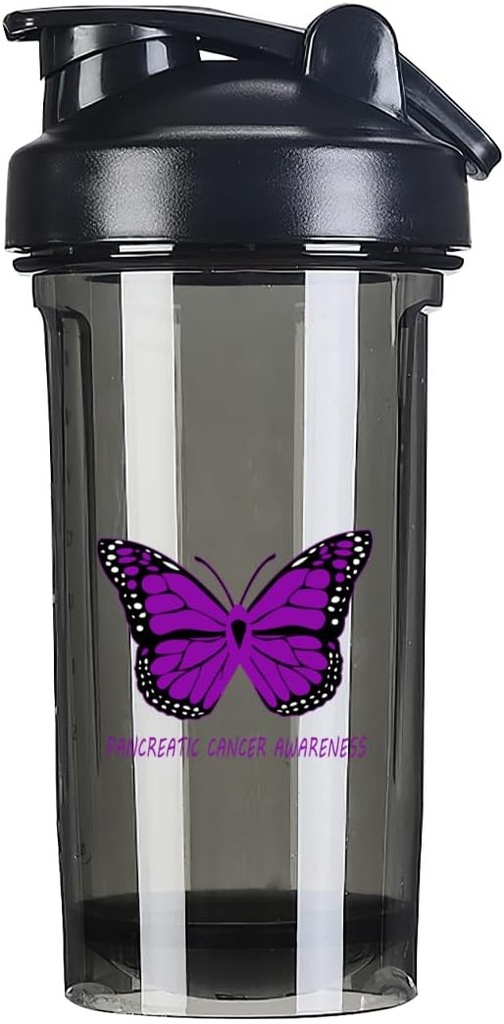 Pankreascancer Bevidsthed 18 Ounce Shaker Flaske Drikke Mixer Leakout Pre Workout Protein Shakes Meal Erstatning Shakes Flasker 500ML / 18 Oz Black & -1-1