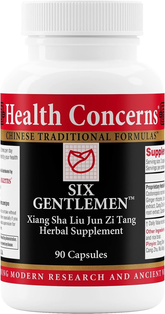 Health Concerns Six Gentlemen – Digestive Health & Qi Support Supplement – Licorice Root, Ginger & Codonopsis Formula – Bloating, Gas, Nausea – 90 Capsules – Chinese Herbal Medicine