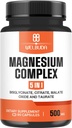 5in1 Magnesiumkompleks Supplement med 20% Renset - 500 mg Magnesiumbisglycinat, citrat & mere for Muskel, Afslapning Mood, Knoglesundhed & mere - 90 kapsler