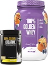 Maxler 100% Golden Whey (Blueberry Muffin 2 LB) & 100% Golden Creatin (Unflavored 10.6 oz)