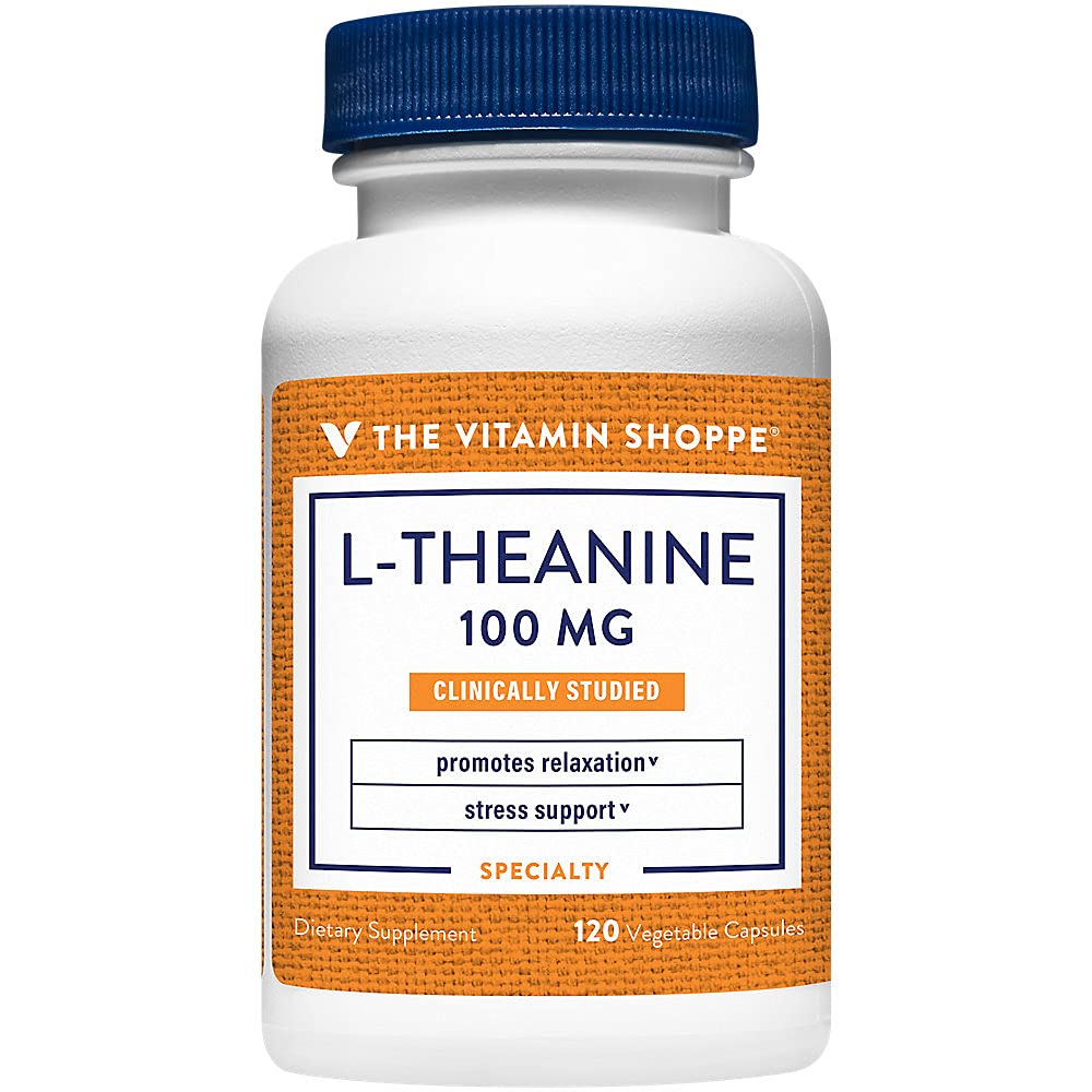 Den Vitamin Shoppe L- Theanine 100MG, Klinisk Studerede Ingrediens, Understøtter afslapning & Stress (120 kapsler)