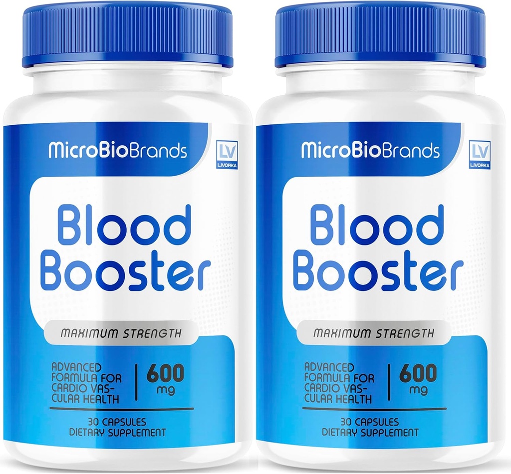(2 Pack) Microbio Blood Booster, Microbio Blood Booster piller, Micro Bio Brand Blood Booster, Micro Bio Blood Booster Advanced Formel, Microbio Brands Blood Booster, 60 kapsler til 2 måneder