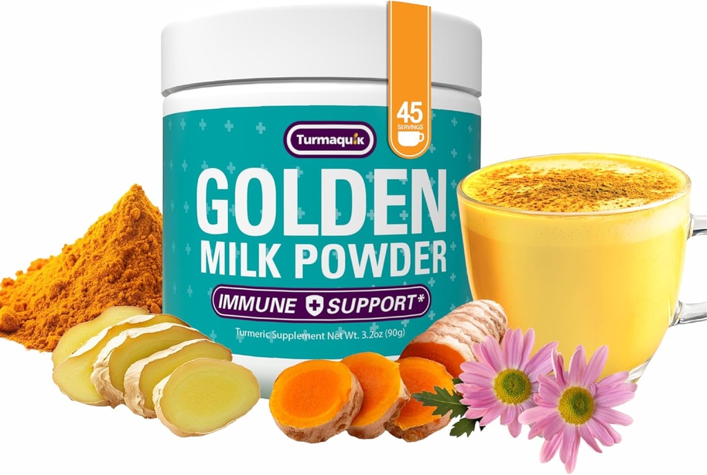 Turmaquik 3.2 Ounce Organic Golden Milk Turmerisk Pulver - immunstøtte Superfood Blend med ingefær, sort peber, Curcumin, kanel, kardemomme, vitaminer C, D, B6, B12, og zink