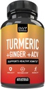 Envy Nutrition gurkemeje & Ingefær supplement kapsler med Apple Cider Vincire - Forstærket Immunitet & Metabolisme Support - 95% Curcuminoids, Bioperine (Black Pepper) for Superior Absorption - 60 Caps