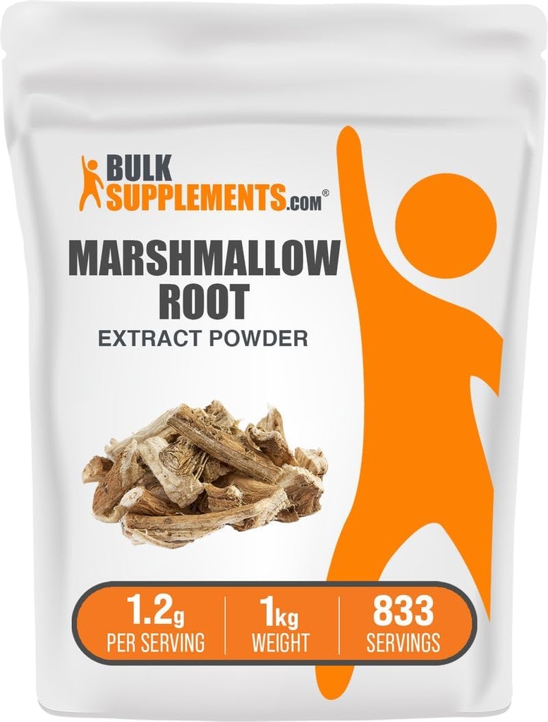 BulkSupplements.com Marshmallow Root Extract Powder - Marshmallow Root Supplement, Herbal Supplement - Gluten Free, 1,2 g per Serving, 1kg (2,2 lbs) (Pack of 1)