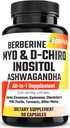 Myo-Inositol & D-Chiro Inositol kapsler med Ashwagandha, Berberine, kanel, Gymnema, Chasteberry, Milk Thistle, Gurkemeje, Bitter Melon - 90 Kapsler