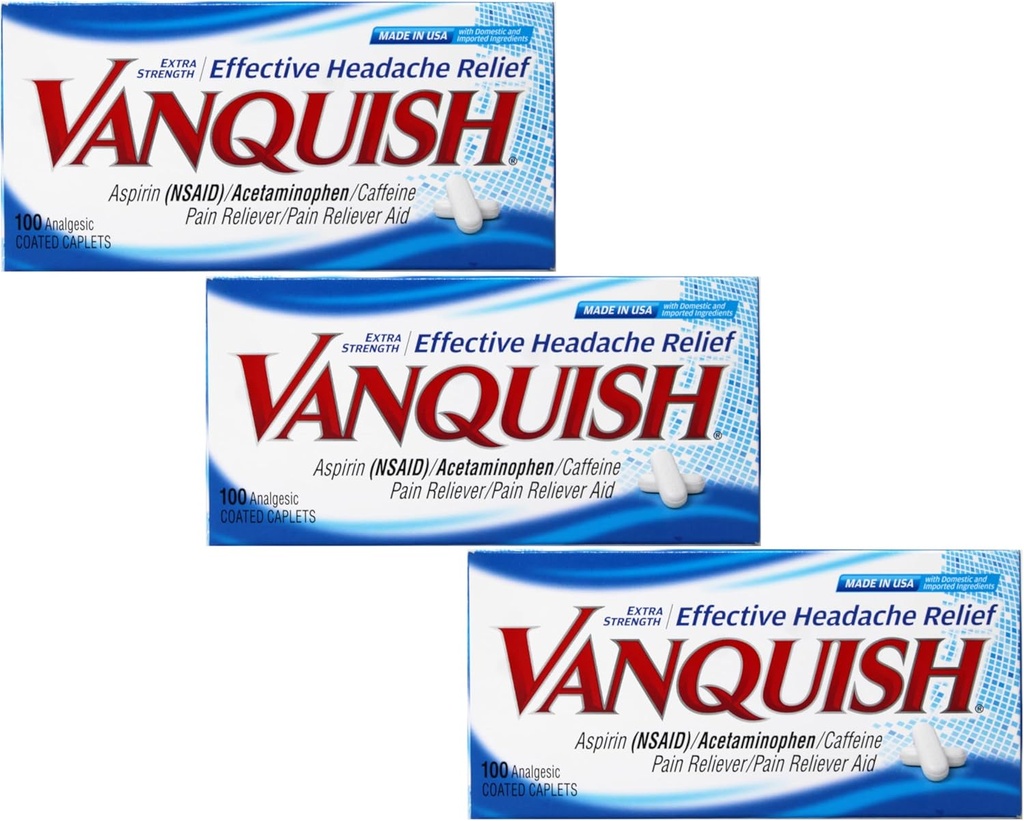 Vanquish Extra Strength Pain Reliever Caplets- 100 ct. (Pakning med 3)