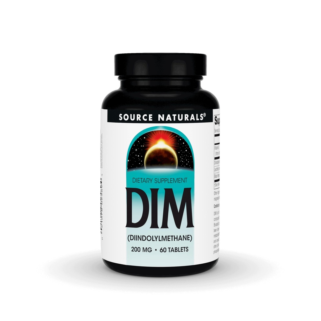 Source Naturals DIM, Diindolylmethan 200mg med BioPerine, E-vitamin & mere - 60 tabletter
