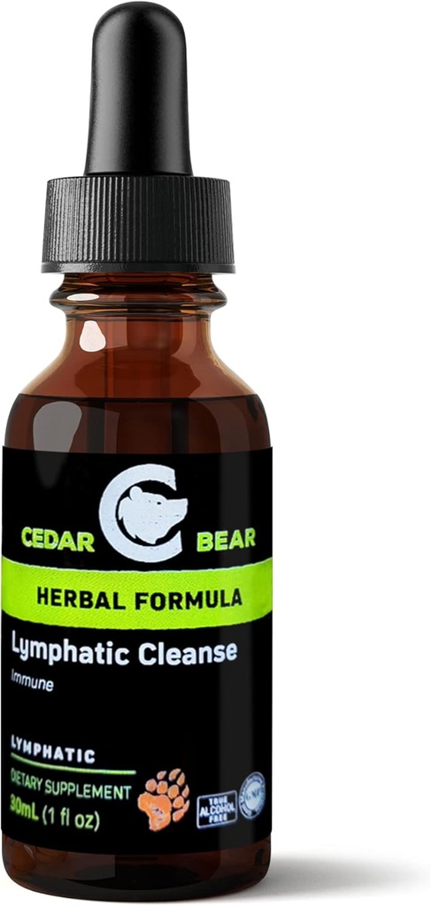 Cedar Bear - Lymplant Cleanse immunforsvar Support, Alkohol- Gratis Lymplant Drainage Drops med Immunie- Enhancing Natural Herbs, flydende urtetilskud, 1 fl oz