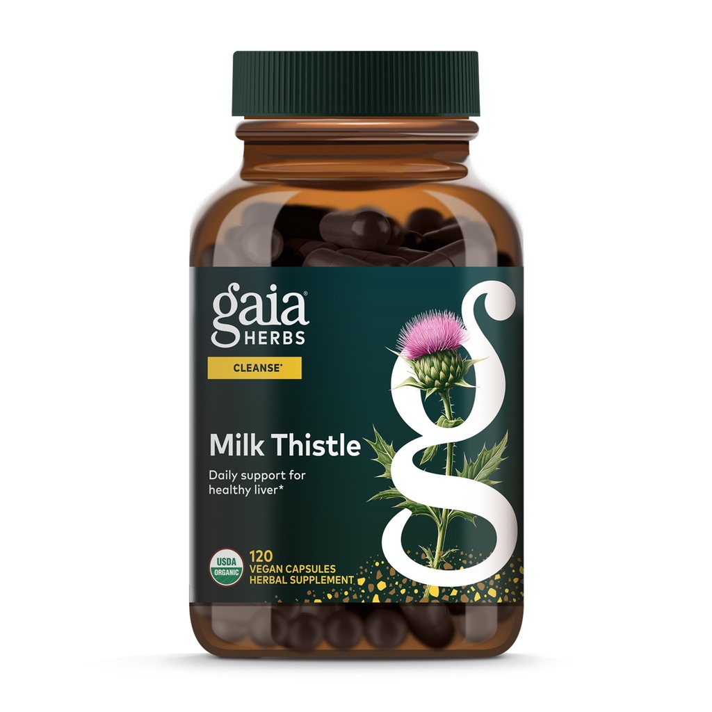Gaia urter Milk Thistle - Lever supplement & rense støtte til at hjælpe med at opretholde sund lever funktion * - 120 Vegan kapsler (40-dages forsyning)
