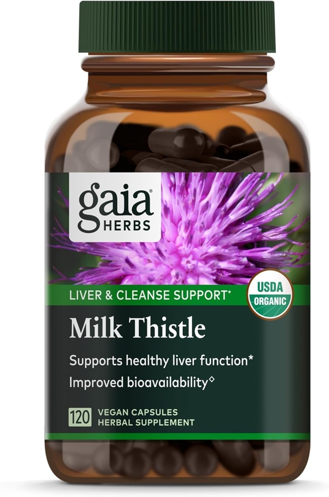 Gaia urter Milk Thistle - Lever supplement & rense støtte til at hjælpe med at opretholde sund lever funktion * - 120 Vegan kapsler (40-dages forsyning)