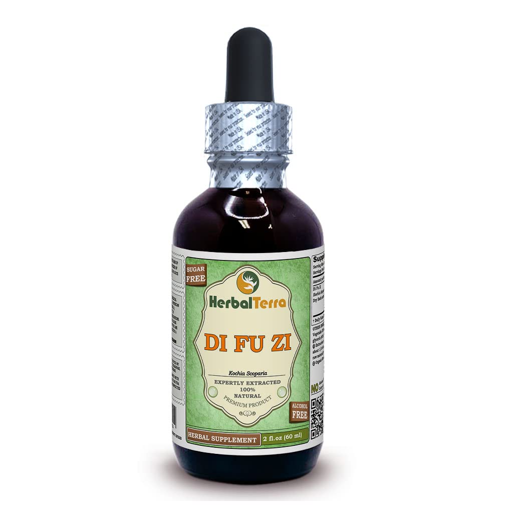 Di Fu Zi, Kochia (Kochia Scoparia) Glycerit, Tørret Bark Alkohol- GRATIS Liquid Extract (Brand name: HerbalTerra, Stolt fremstillet i USA) 2 fl.oz (60 ml)