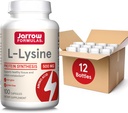 Jarrow Formulas L- Lysin 500 mg - 100 kapsler - Essential Aminosyre til proteinmetabolisme - Kosttilskud - op til 100 Servere (pakke med 12)