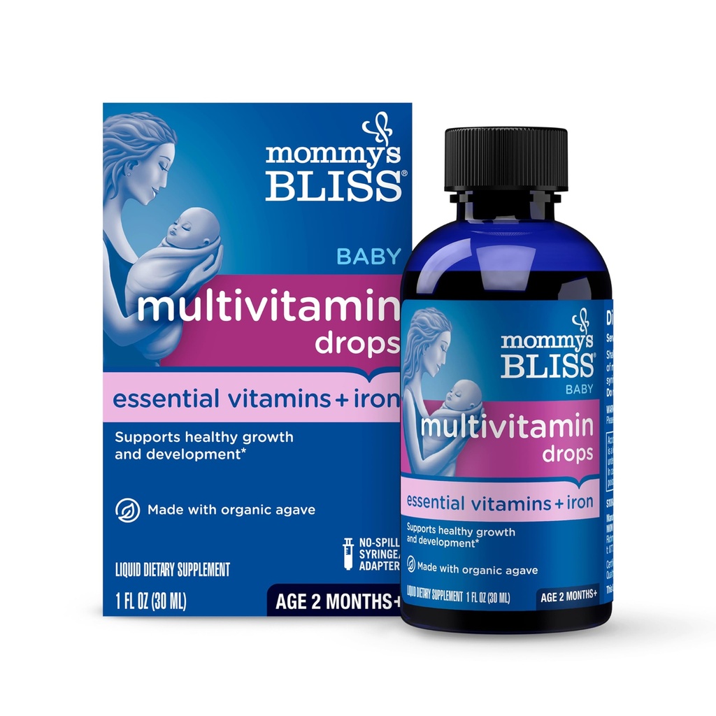 Mors Bliss Baby Multivitamin + Jern, Daglige essentielle vitaminer til immunforsvar, sund vækst og benudvikling *, Alder 2 Måneder +, 30 ml, Væske