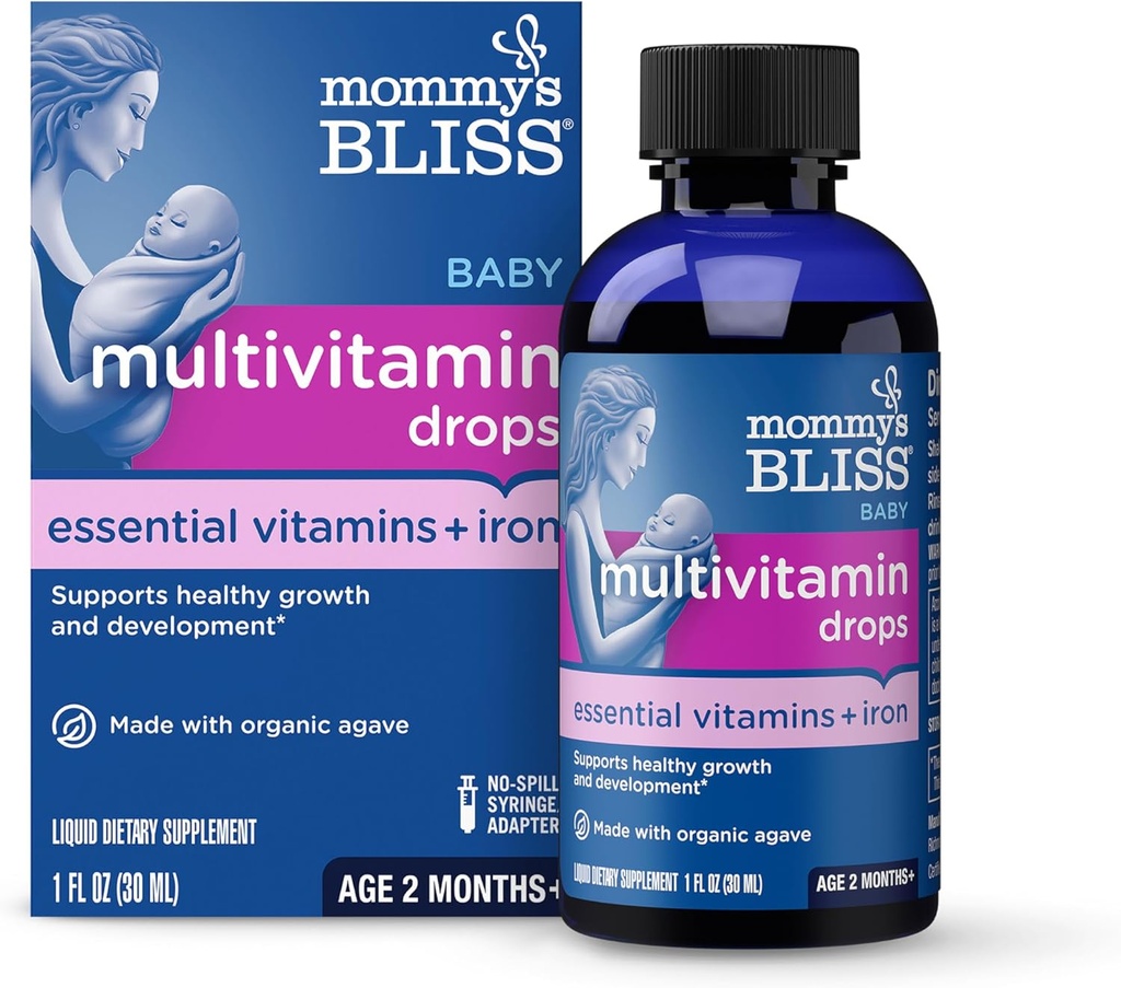 Mors Bliss Baby Multivitamin + Jern, Daglige essentielle vitaminer til immunforsvar, sund vækst og benudvikling *, Alder 2 Måneder +, 30 ml, Væske