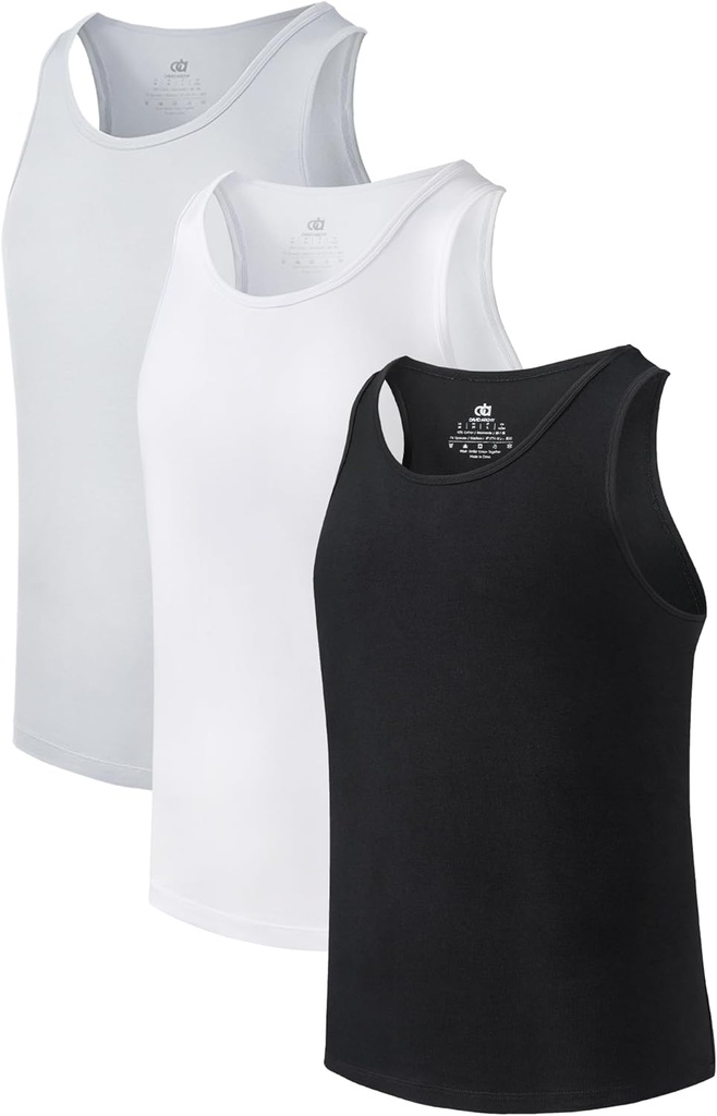 DAVID ARCHY Mænds Tank Top Bambus Rayon Undershirts Tank Shirt Fugt -Wicking A-Shirt til mænd, 3 eller 5 Pack