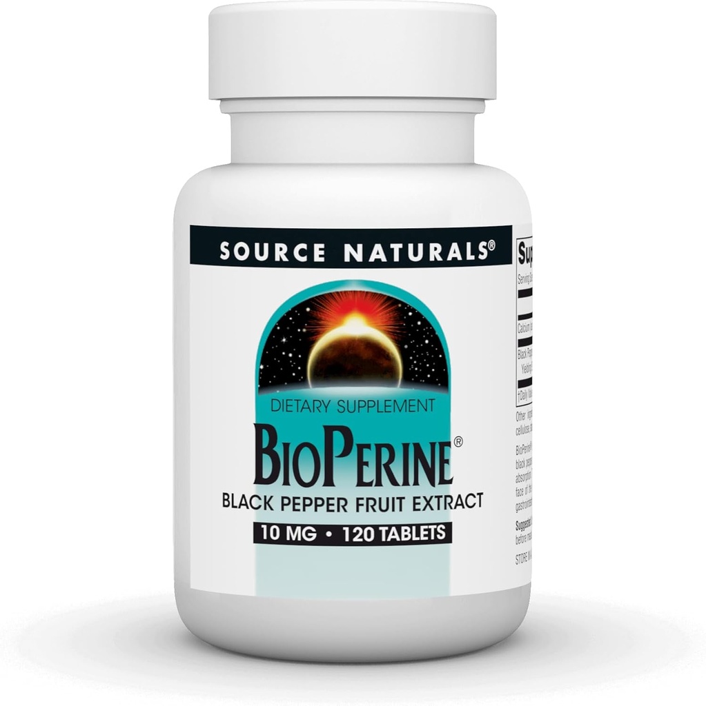 Kilde Naturals BioPerine - Black Pepper Fruit Extract, fremmer næringsstofabsorption * 10 mg, 120 tabletter