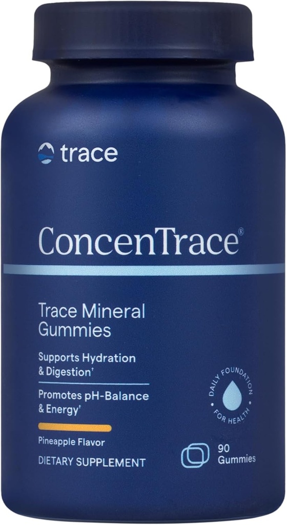 Trace Minerals Mezzogiorno 124; ConcenTrace Chewable Gummies Full Spectrum Mezzogiorno 124; Give Potent energi, Metabolisme & Mood Support Mezzogiorno 124; Sunde Joints Knogler og tænder 124; Natural Ananas Mezzogiorno 124; 90 ct