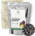Elanen Naturals Organic Elderberry Syrup Kit, gør op til 24 oz, Inkluderer Natural Cotton Brew Bag, USDA Certified Organic Tørret hyldebær og immunforsvar urter, Bulk Kit, 4 oz. (113g)