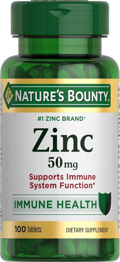 Naturens Bounty Zink 50mg • 124; immunsystem, hud, & antioxidant helbredssupport • 124; Bidrager til DNA dannelse • 124; Vegetar, Non- GMO, Gluten fri • 124; 100 kapsler, 1 Servering per dag for daglig sundhed
