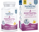 Nordic Naturals Postnatal Omega-3, Lemon - 60 Soft Gels - 1120 Total Omega-3 + 1000 IE D3- vitamin formuleret til nye mødre; understøtter optimal wellness, positiv mood, sund stofskifte - 30 Servere