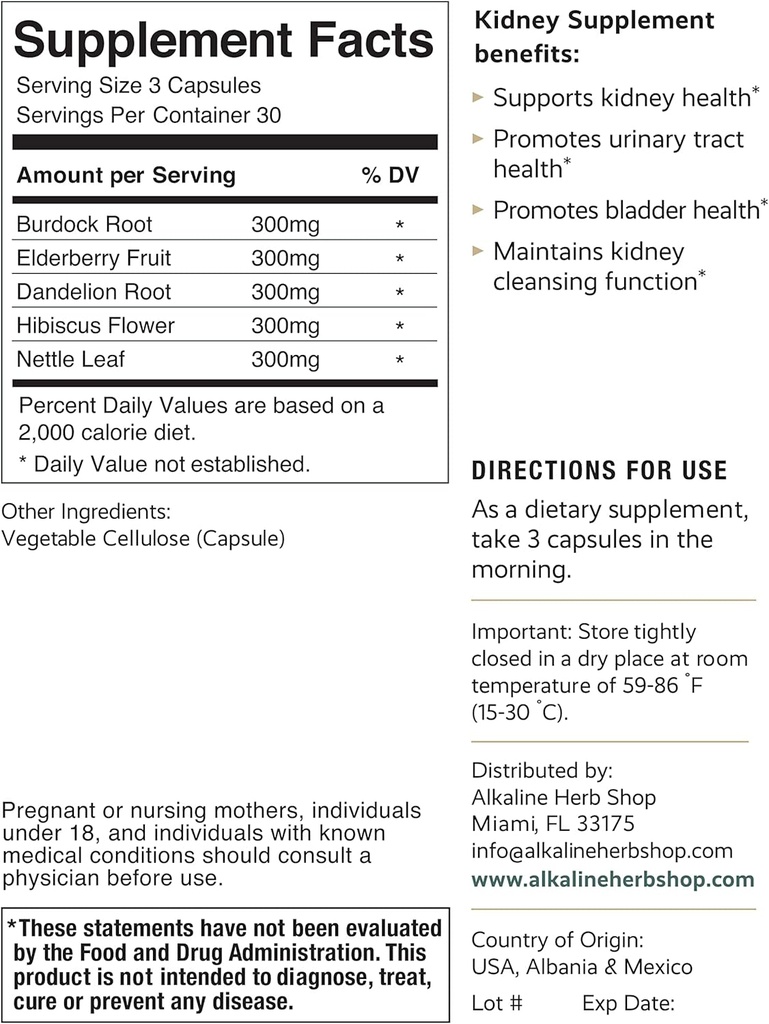 Alkaline Herb Store Nyre Supplement 90 Kapsler