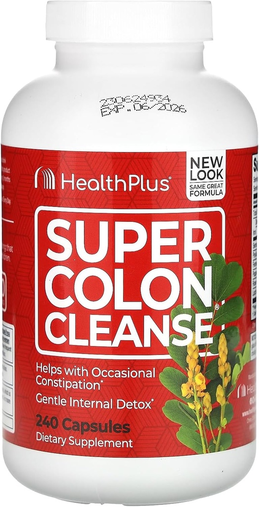 Health Plus Inc Super Colon Cleanse 530 mg 240 Kapsler, Pakke kan variere