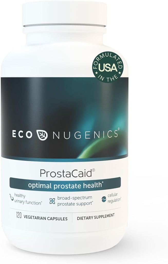 EcoNugenics ProstaCaid - Prostata sundhed supplement til mænd med Saw Palmetto Extract, Berberine, gurkemeje BCM- 95 Circumin, Quercetin, DIM, svampe - Hjælper w / Detox, immunforsvar - 120 kapsler