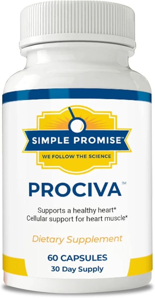 Simple løfte Prociva - Arjuna Bark ekstrakt hjerte sundhed supplement med folinsyre, D-vitamin & Magnesium - Herbal blodtryksstøtte & sund hjerte vedligeholdelse for mænd og kvinder - 60 kapsler