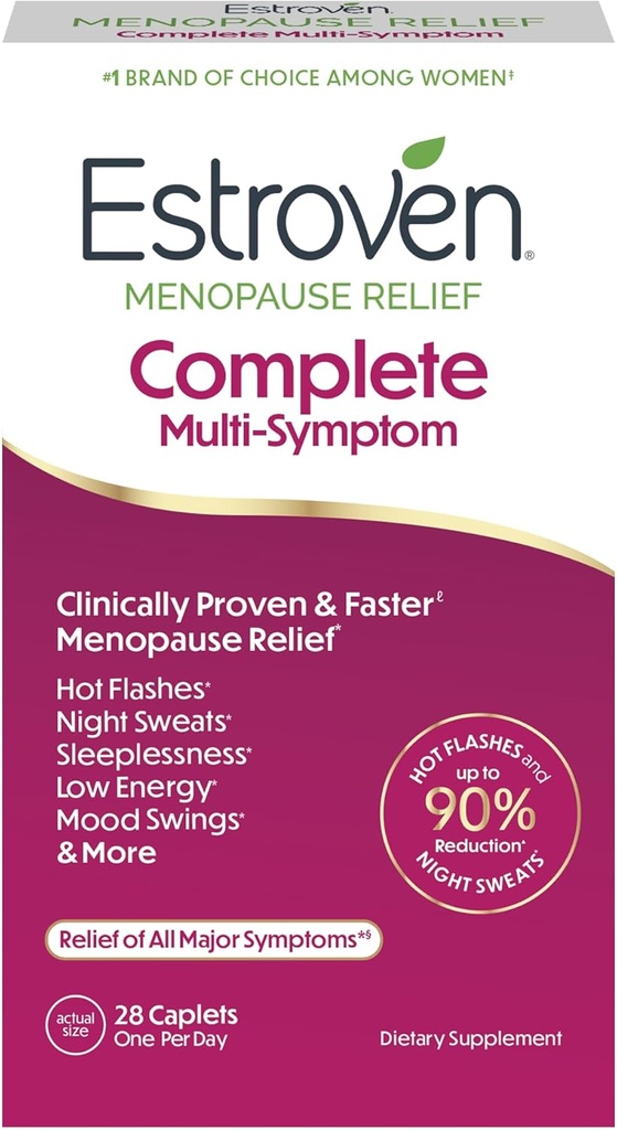 Estroven Complete Multisymptom Menopause Supplement for kvinder, 28 Ct., Klinisk Provenent Give Menopause Relief & Night Sweats & Hot Flash Relief * Drug- Free & Non- GMO