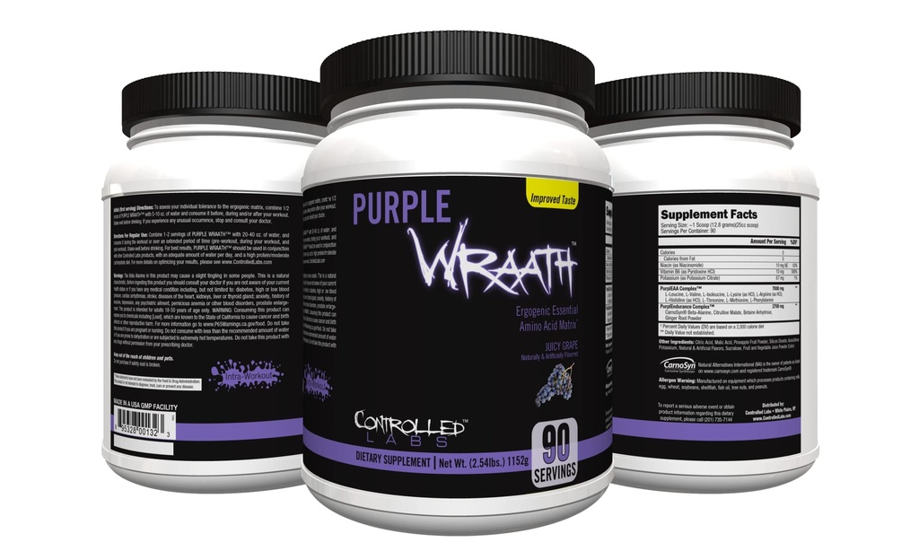 KONTROLLERET ETIKET Lilla Wraath 90 Servering Juicy Grape, 2,5 Pund